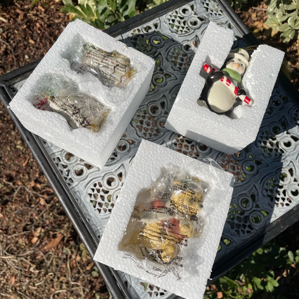 Set of 3 Lenox Christmas Ornaments, Merry Penguin, Mittens, Winnie the Pooh